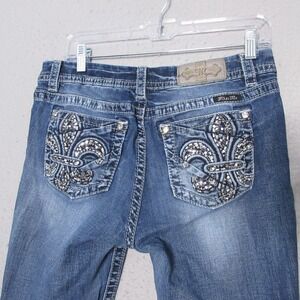 Miss‎ Me Jeans 29 Mid Rise Easy Boot Bling Embellished Y2K Grunge Edgy Faded